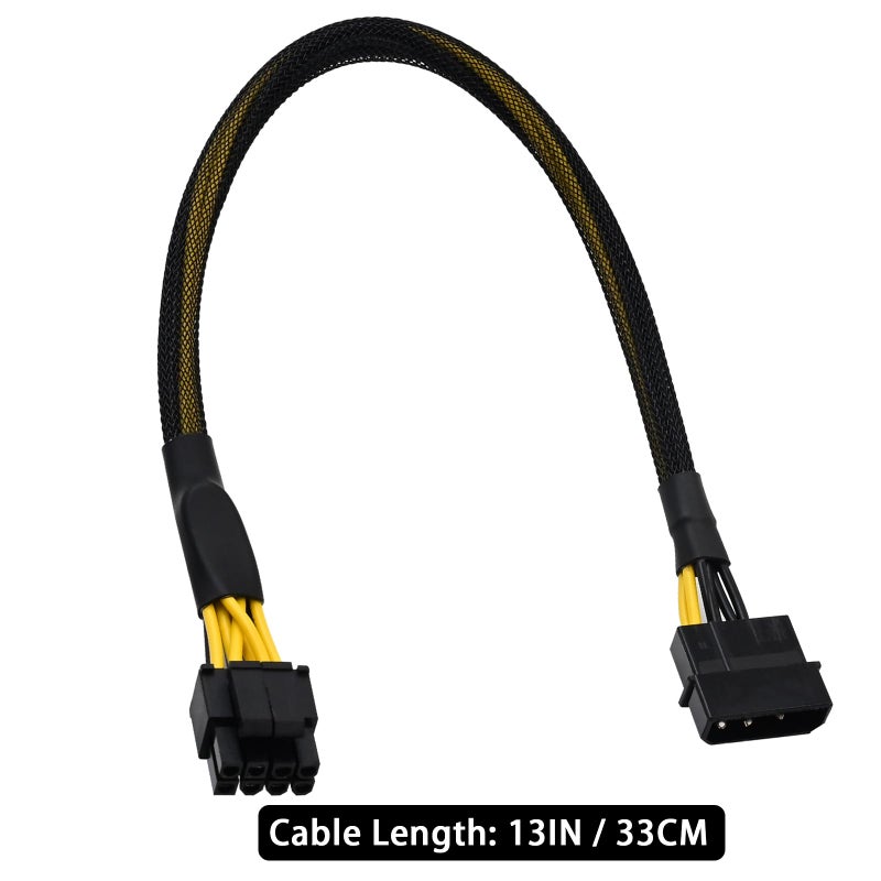 COMeap Molex to CPU 8 Pin EPS Power Cable, LP4 Molex Male to CPU 8 Pin (4+4) EPS-12V Adapter Converter Sleeved 13-inch(33cm) - Image 4